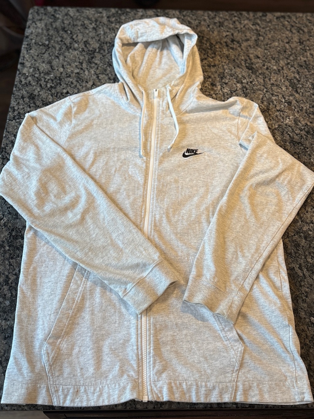 Nike Light Gray Full-Zip Hoodie Sweatshirt